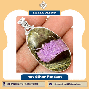 Variscite Purpurite เครื่องประดับจี้ทำด้วยมือ,เครื่องประดับจี้เงินอัญมณีธรรมชาติสำหรับผู้ชายและผู้หญิง925 - Product Image 2