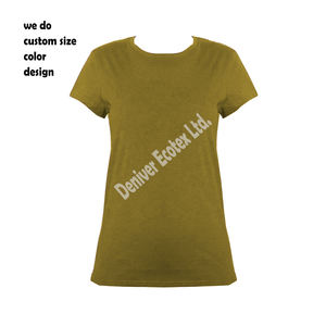T-shirt unisexe en coton coupe ajustée de base personnalisé décontracté bleu surdimensionné imprimé fille grande taille t-shirt uni vierge exportation - Product Image 2