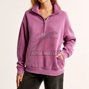 Sudaderas de Mujer con Media Cremallera de Color Sólido, Fabricadas en Pakistán, con Logotipo Personalizado Impreso, Sudaderas Casuales de Mujer con Media Cremallera - Product Image 2