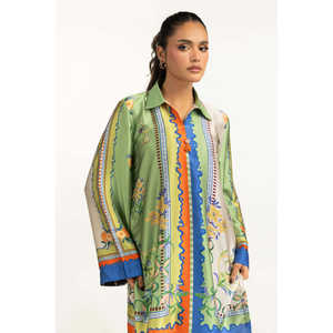 Ensemble coordonné en soie charmeuse satinée imprimée IUSTTS-1456, style bohème pour le printemps/été - Product Image 2