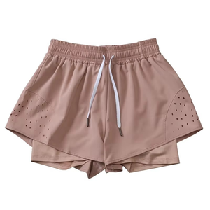 Pantalones cortos de cintura alta con bolsillos de doble capa para mujer Pantalones cortos de verano para gimnasio para mujer - Product Image 5