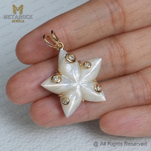 ชุด Mop Star Charm BEZEL จี้เพชร14K ทองเสน่ห์เครื่องประดับชั้นดีขายส่งออกซิไดซ์925เงินกลับ - Product Image 3