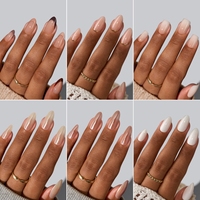 Ensemble de faux ongles réutilisables faits à la main avec colle, vente en gros, ongles courts en amande, blanc pur, gel doux, faux ongles à presser, kit