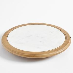 New Luxury round marble and wooden serving tray premium tabletop platter for dining <b>table</b> coffee <b>table</b> hotel <b>buffet</b> and elegance - Product Image 1