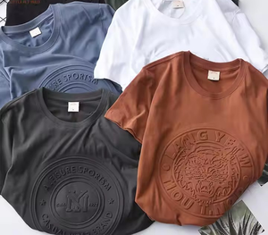 T-shirts surdimensionnés en coton biologique 100% pour hommes de haute qualité respirant impression 3D gaufrage Logo personnalisé Service OEM vierge - Product Image 1