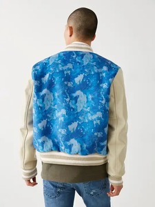 Customized Streetwear Hip Hop Applique Embroidery <b>Baseball</b> <b>Bomber</b> <b>Jacket</b> with Leather Sleeves Chamarras - Product Image 4