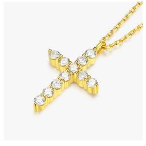 Hot Bán Giá Cả Cạnh Tranh S925 Bạc Mạ Vàng Không Thấm Nước Cubic Zirconia Kim Cương Mề Đay Chữ Thập Mặt Dây Chuyền Vòng Cổ Chuỗi - Product Image 4