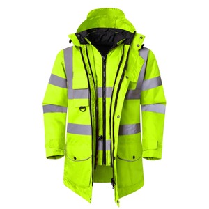 Chaqueta de invierno con mangas desmontables reflectantes de seguridad amarilla fluorescente para hombre - Product Image 2
