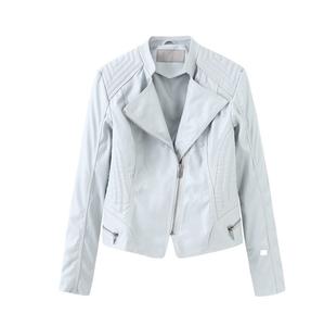 Chaquetas de cuero de piel de oveja para mujer Chaquetas de cuero estilo helecho estilo Bal teñido de color sólido - Product Image 1