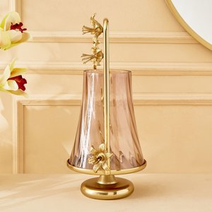 Glass & Metal <b>Candle</b> Holder - <b>Small</b> Handcrafted antique gold metal style metal dining table light luxury glass decorations - Product Image 5