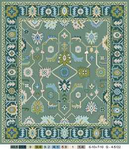 Hot Selling Green <b>Vintage</b> Oushak Carpet 7x8 Hand Knotted 10x8 Area <b>Rug</b> Set for Living Room Exercise Available Sizes 6x8 4x6 5x7 - Product Image 1