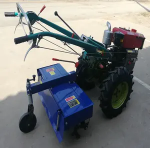 Farm machinery 20hp hand walking mini tractors with double share plough