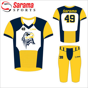Uniforme de football américain imprimé à manches courtes unisexe 100% polyester Prix populaire Confortable Haute qualité - Product Image 3