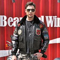 Nouveau Top Gun Vol Veste Hommes Mode En Peau De Mouton En Cuir Véritable G1 Veste Laine Col De Fourrure Manteaux D'hiver Hommes Vestes oem service