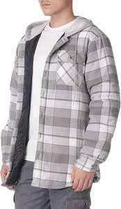 Quilted Plaid Coat Button Down Plaid Button up Winter <b>Jackets</b> Long Sleeve Sherpa <b>Fleece</b> <b>Lined</b> Hooded Flannel Shirt <b>Jacket</b> Men - Product Image 6