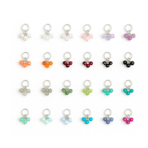 Dijes de cuentas de piedras preciosas chapadas en oro rosa, colgantes de racimo de 3 cuentas para fabricación de joyas, dijes de piedra natal hechos a mano - Product Image 4