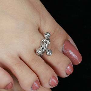 Noor Challa Ghungroo <b>Silver</b> <b>Toe</b>-<b>Rings</b> Elegant Wedding Pair Accessory - Product Image 2