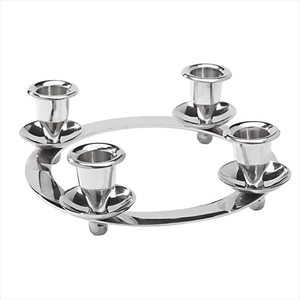 COLLECTION DE QUALITÉ Support de bougie en métal de forme arrondie finition argentée, design ultime, décoration de table pour mariage - Product Image 5