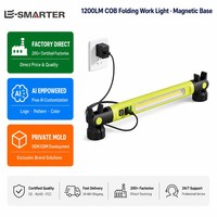 Lampe de travail magnétique pliable rechargeable par USB, 1200LM, lampe d'inspection LED COB, corps en ABS pour atelier de réparation