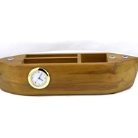 Meilleures ventes REGAL – Organiseur de bureau unique en bois sculpté en forme de bateau, horloge et décoration de table BTC-4200 280x75x60mm – Vente en gros
