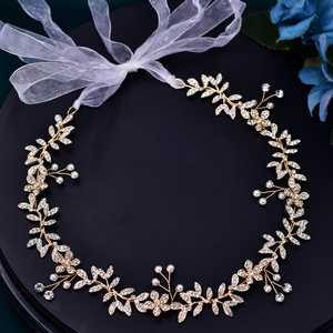 Bridella BHP89 Gold Rhinestone & <b>Pearl</b> <b>Headband</b>-Elegant Bridal Headwear with Comfortable Fit for Weddings & Formal Events - Product Image 1