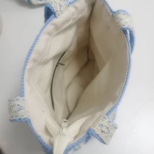 กระเป๋าถือสตรีทำมือสำหรับฤดูร้อน ดีไซน์ลายดอกโครเชต์แบบกำหนดเอง พร้อมซิป - Product Image 6