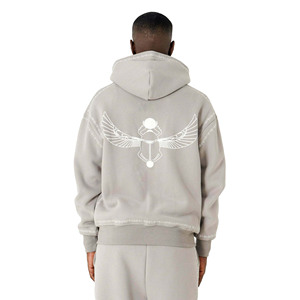 Zipper Casual Solid 100% Cotton Sweatsuit Trendy Style Customized Logo Printing Comfortable Breathable Hoodies <b>Sweatpants</b> <b>Set</b> - Product Image 2