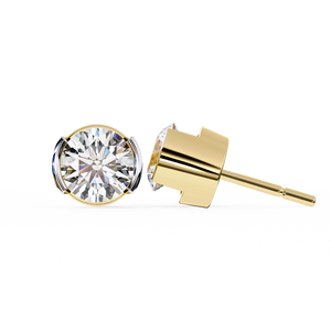 Pendientes de Oro de 18K con Diamantes Cultivados en Laboratorio, Diseño Único de Aro y Perno para Compromiso, Oro Rosa, Oro Blanco, Oro Amarillo - Product Image 1