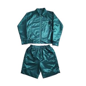 New Arrival Stylish Simple Plain Color <b>Zip</b> up Jackets and <b>Shorts</b> Custom Men Windbreaker Satin Tracksuits for Sportwear - Product Image 4