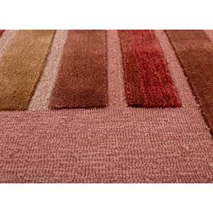 Alfombra de Lana y Viscosa Tejida a Mano con Rayas Rojas y Naranjas, Modelo Tnq-3236 (Cs-01), para Decoración de Sala de Estar - Product Image 3