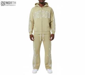 เสื้อวอร์มผ้าฝ้ายเนื้อผ้าฝ้ายเฟรนช์เทอร์รี่ซีดจางพิมพ์ลายสกรีนเสื้อมีฮู้ดและกางเกงวอร์ม400แกรมทำตามสั่ง100% - Product Image 1