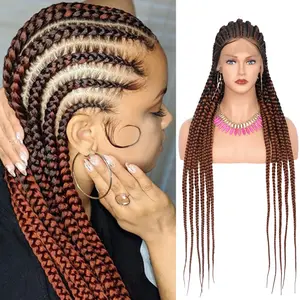 Jennifer Best Selling Lace Afro Loc Heat Resistant Kinky Curly Braid High Fiber Deep Human Hair Braided Wig