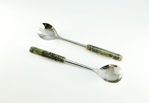 Serveur à salade design en acier inoxydable avec poignée décorative Ustensiles de cuisine pour table de restaurant à domicile - Product Image 2