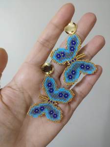 Boucles d'oreilles papillon perlé Bracelet papillon Motif papillon Boucle d'oreille et - Product Image 3