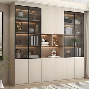 European Style SS304 Stainless Steel <strong>Book</strong> Cabinet with Glass Door Antirust Foldable Bookcase for Study Bedroom for Living Room - Product Image 1