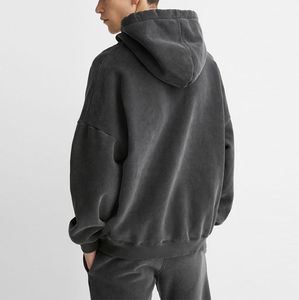 Sweat à capuche personnalisé lavé à l'acide en détresse sweat à capuche surdimensionné épais blanc vintage grande taille sweat à capuche pour hommes - Product Image 2
