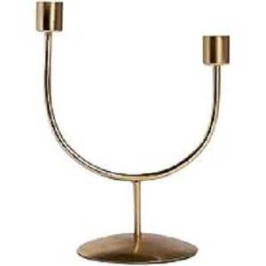 Candelabro de Metal de Dos Brazos de Color Dorado Hecho a Mano de la Mejor Calidad para Decoración Navideña del Hogar y la Oficina - Product Image 1
