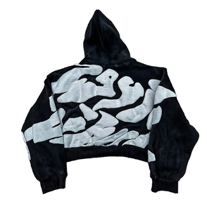 เสื้อฮู้ดผู้ชายผ้าฝ้าย100% 350 GSM เสื้อครอปเอวลอยไหล่โอเวอร์ไซส์ - Product Image 3