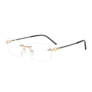 2023 New Square Optical Eye Glasses Half Rim Business Casual Men's Spectacle Frames wholesale