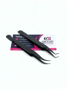 Pince à épiler professionnelle pour extensions de cils, nouvelle, à 90 degrés, noire, avec poignée diamantée scintillante, courbe arrondie, en acier inoxydable, outil de beauté - Product Image 2
