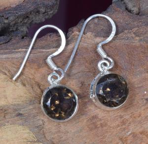 Pendientes colgantes de piedras preciosas de topacio ahumado Natural de Plata de Ley 925 sólida, joyería para mujeres y niñas hecha a mano con 925 estampado - Product Image 2