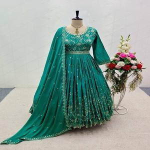 ชุดเดรสผ้าไหมผ้าซาตินปักลายสำหรับเสื้อผ้าอินเดียและปากีสถาน - Product Image 5