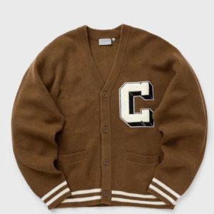 Good Quality Custom Logos & Design v Neck Knitted Button Closer Brown Ducks Cardigan Embraided Greek College - Product Image 2