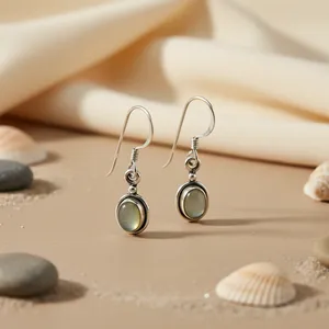 Pendientes de Plata 925 con Piedra Lunar para Mujer, Uso Diario, Regalo de Moda - Product Image 2