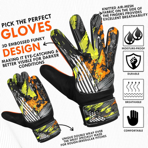 Gants de gardien de but professionnels en cuir respirant personnalisés avec fermeture à scratch pour le football, vente en gros, support OEM - Product Image 6