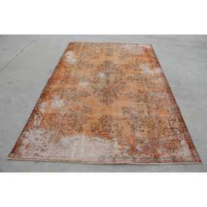 Alfombra Turca Vintage, Alfombra Grande de 5.5x8.5 pies, Alfombra con Diseño de Parches Naranjas - Product Image 1