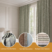 Rideau de fenêtre en chenille Premium Monet Rose, occultant à 90-100%, lesté, imperméable, pour la décoration de suites d'hôtel et de chambres.