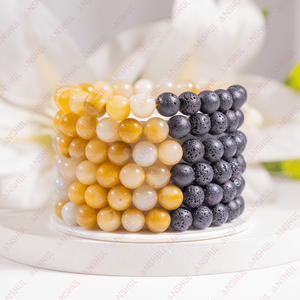 Pulsera Difusora de Piedras de Lava y Aventurina Amarilla de Alta Calidad de 8mm, Pulsera Curativa para Uso Diario, Fiestas y Meditación - Product Image 1