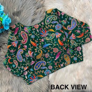 Blusa de Seda Crepé Natural Bellamente Elaborada con Estampado Intenso y Bordado Elegante, Ideal para Fiestas de Verano, de Secado Rápido, Exportación de Primera Calidad - Product Image 6