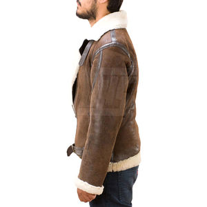 Veste en peau de mouton pour homme, veste en cuir de peau de mouton durable pour la mode d'hiver et le port quotidien - Product Image 4
